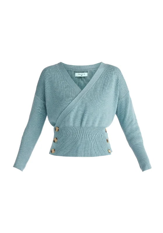 Button Knitted Wrap Top