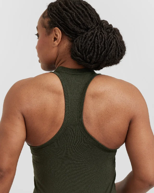 Go To Seamless Fitted High Neck Vest | Khaki