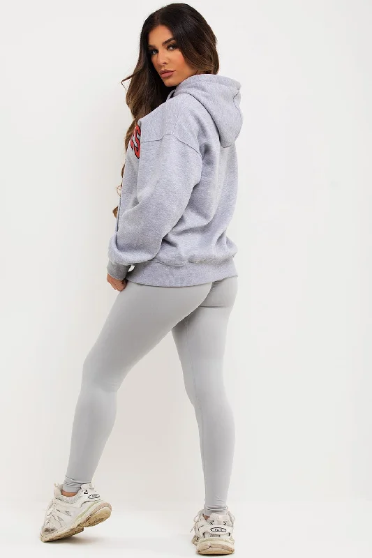 Grey Oversized Hoodie With Los Angeles Print