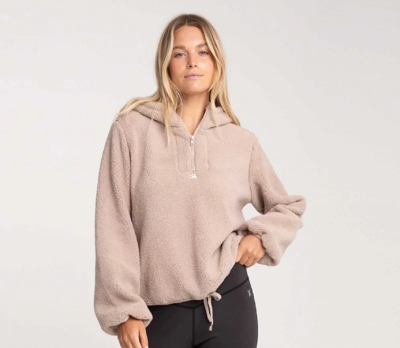 Hurley Quarter Zip Sherpa Cropped Hoodie