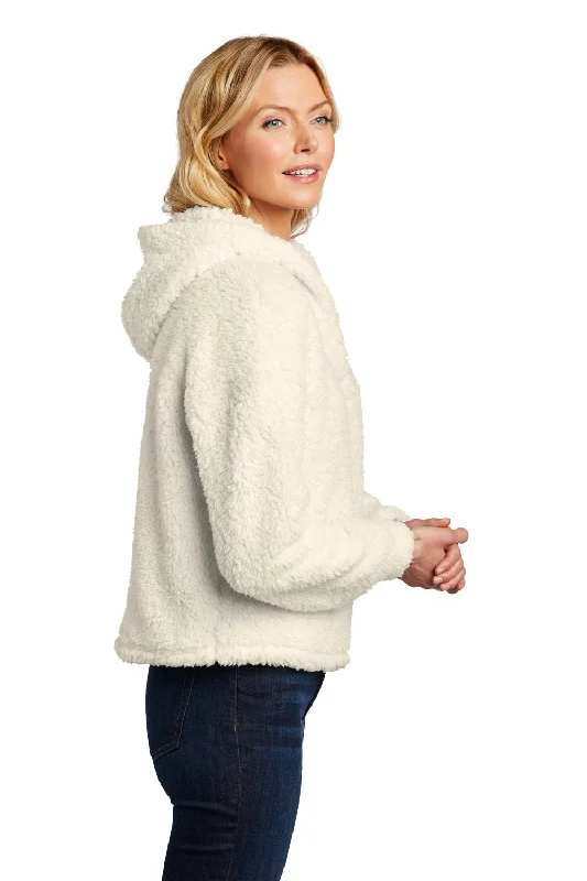 Port Authority Womens Cozy Sherpa Fleece Hooded Sweatshirt Hoodie - Marshmallow