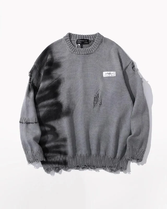 Streetwear Graffiti Tattered Sweater