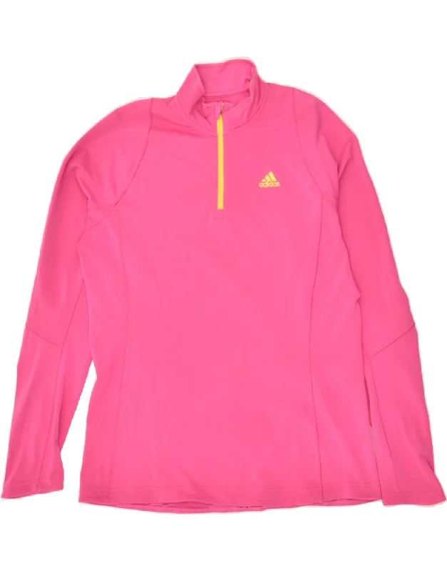 ADIDAS Womens Climalite Zip Neck Pullover Tracksuit Top UK 16 Large  Pink