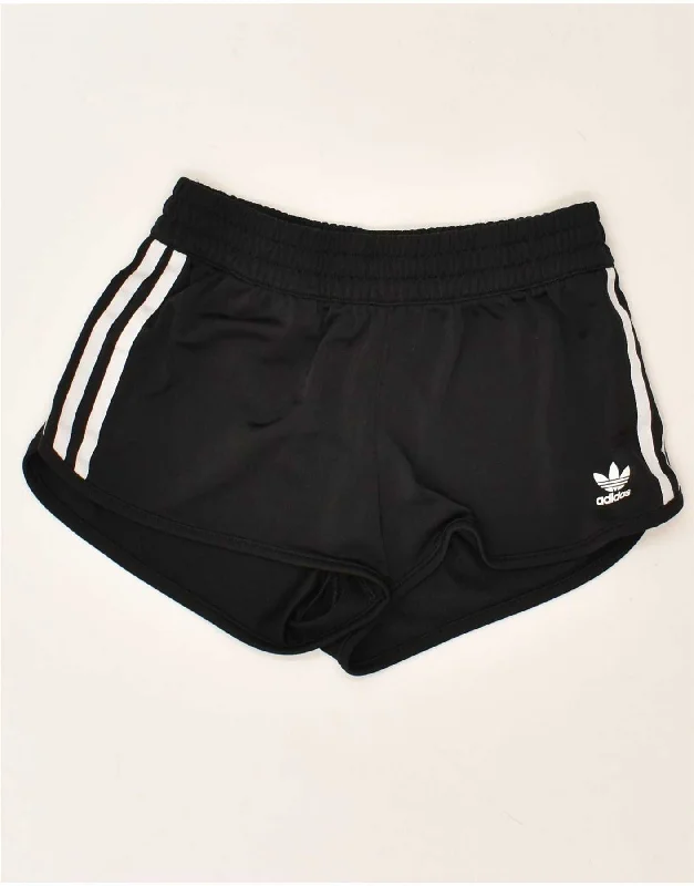 ADIDAS Womens Graphic Sport Shorts UK 8 Small Black Polyester