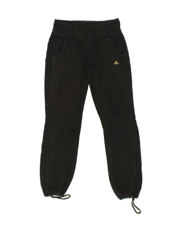 ADIDAS Womens Tracksuit Trousers Joggers UK 10 Small Black Cotton