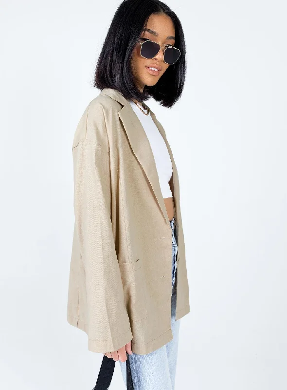 Amber Oversized Linen Blazer Beige