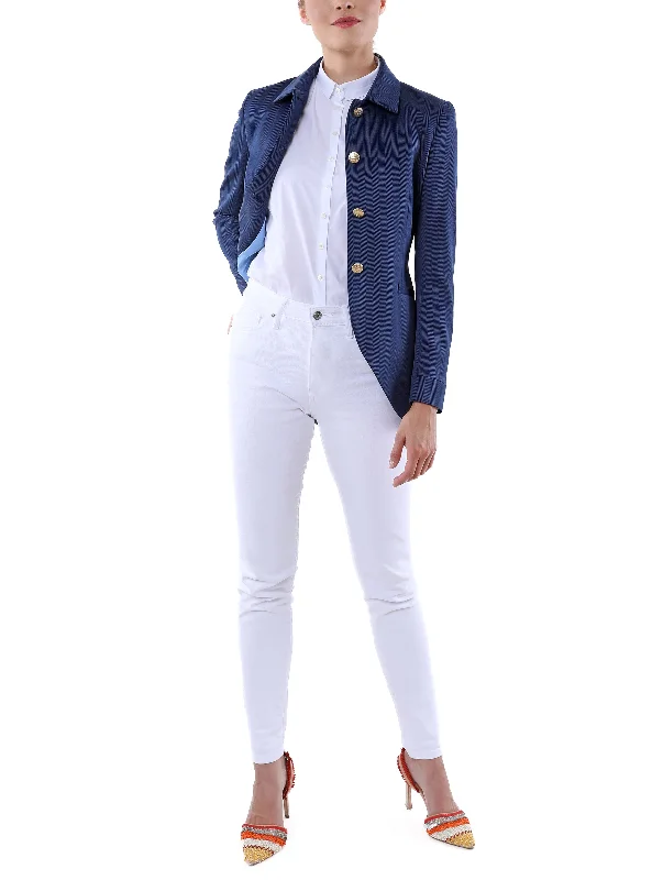 Blazer from navy superfine-jersey with herringbone pattern