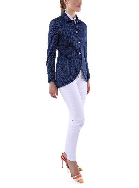 Blazer from navy superfine-jersey with herringbone pattern