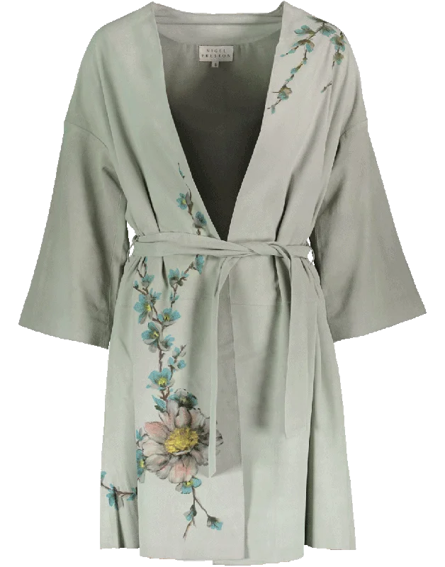 Collarless Kimono Coat