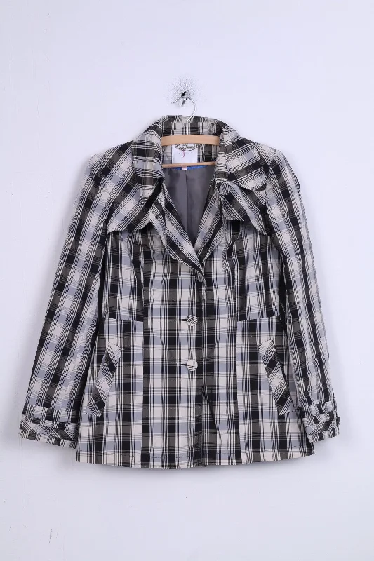 Jasper Conran Womens  10 M Jacket Black White Check  Single Breasted Shoulder Pads