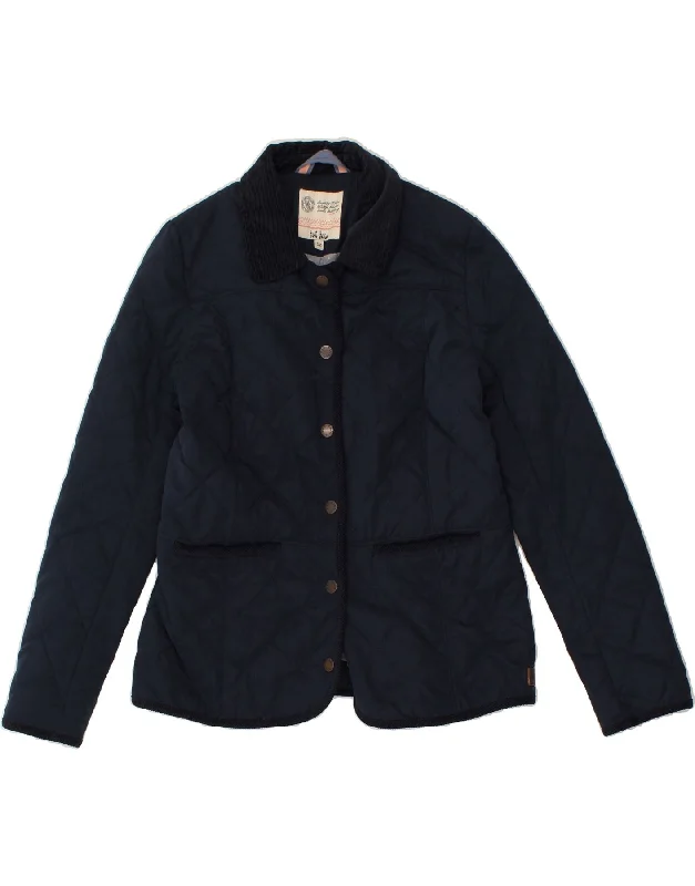 FAT FACE Womens Quilted Jacket UK 12 Medium  Navy Blue Polyester