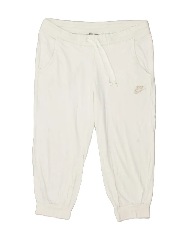 NIKE Womens Crop Tracksuit Trousers Joggers UK 10/12 Medium White