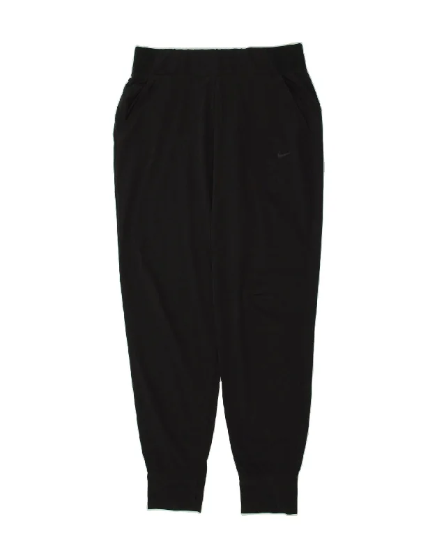 NIKE Womens Dri Fit Tracksuit Trousers Joggers UK 12 Medium Black Nylon