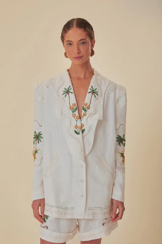 Off-White Coconut Tree Richelieu Euroflax™ Premium Linen Blazer