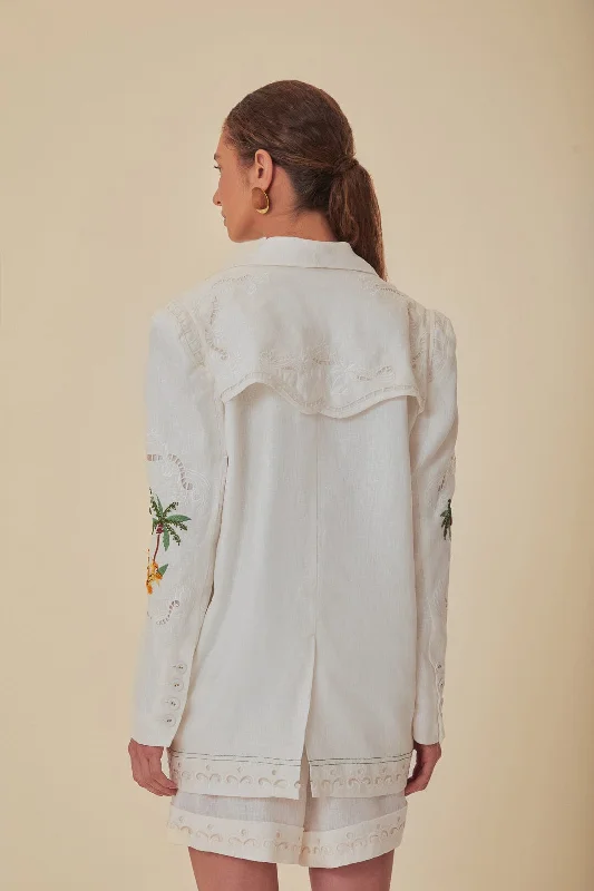 Off-White Coconut Tree Richelieu Euroflax™ Premium Linen Blazer