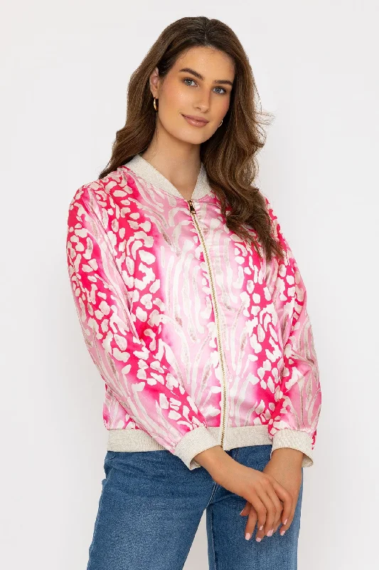 Pink Printed Bomber Jacket