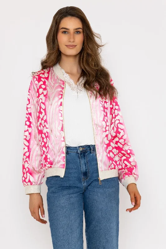 Pink Printed Bomber Jacket