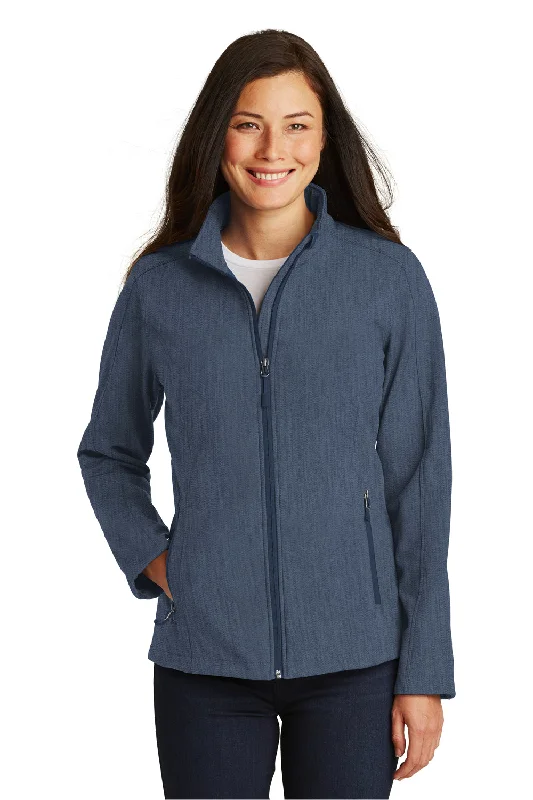 Port Authority Womens Core Wind & Water Resistant Full Zip Jacket - Heather Navy Blue