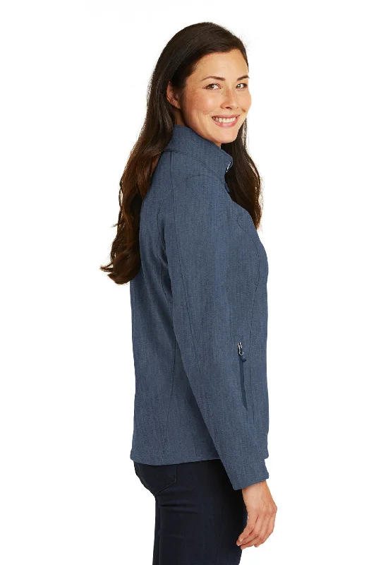 Port Authority Womens Core Wind & Water Resistant Full Zip Jacket - Heather Navy Blue