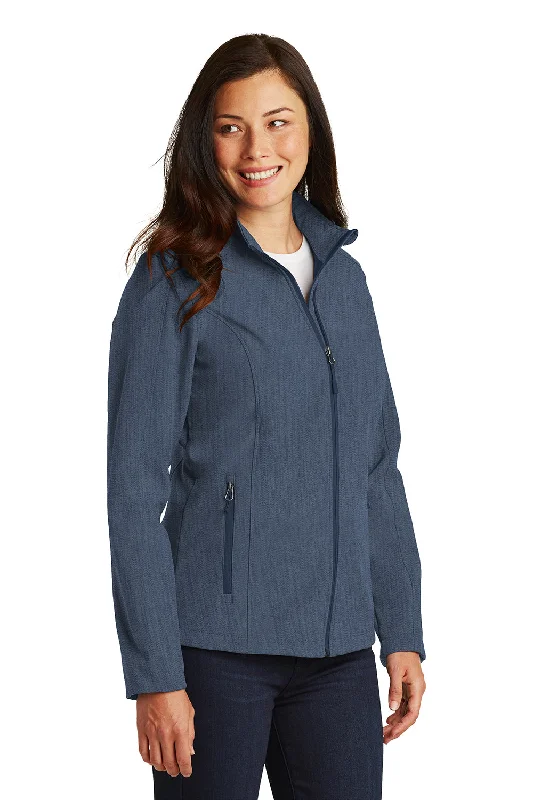 Port Authority Womens Core Wind & Water Resistant Full Zip Jacket - Heather Navy Blue