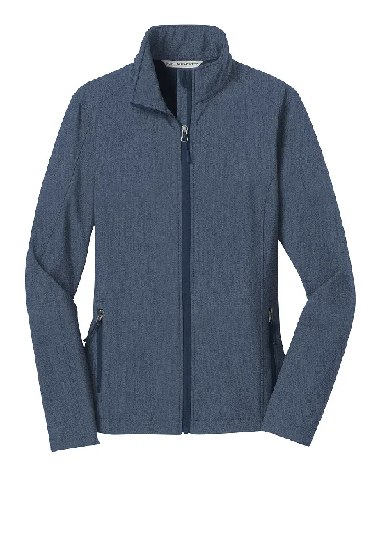 Port Authority Womens Core Wind & Water Resistant Full Zip Jacket - Heather Navy Blue