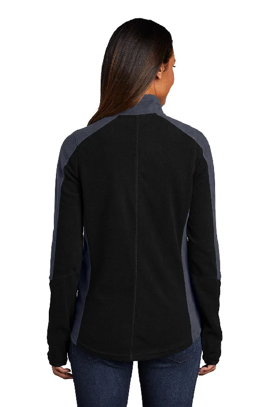 Port Authority Womens Full Zip Microfleece Jacket - Black/Battleship Grey