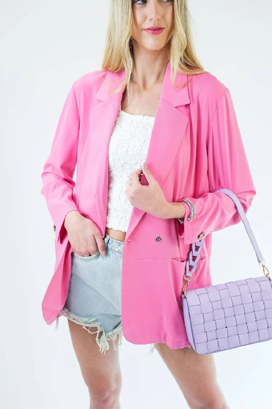 Romantic Story Tunic Blazer In Candy Pink