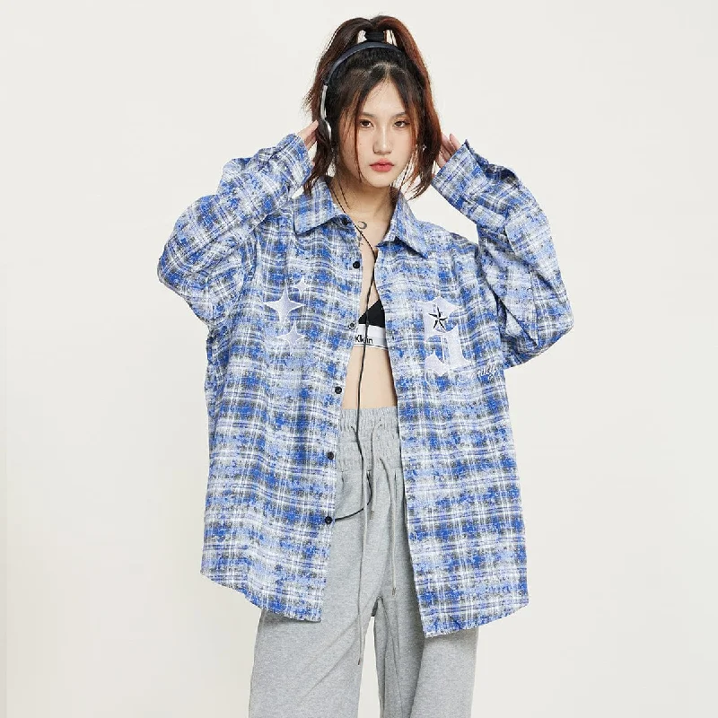 RTK (W) No. 1019 DYED PLAID COLLAR SHIRT