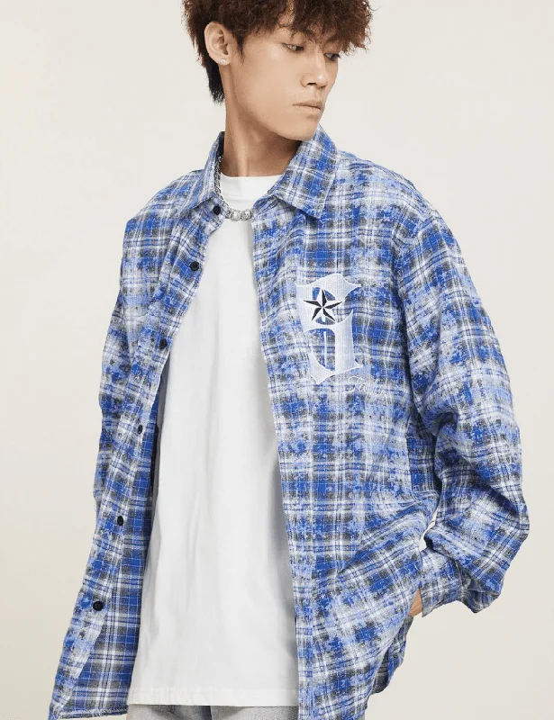 RTK (W) No. 1019 DYED PLAID COLLAR SHIRT