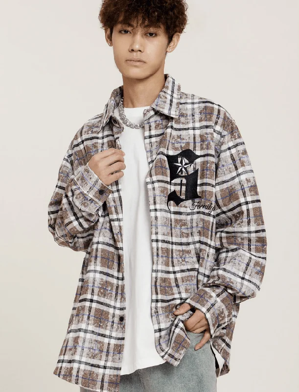 RTK (W) No. 1019 DYED PLAID COLLAR SHIRT