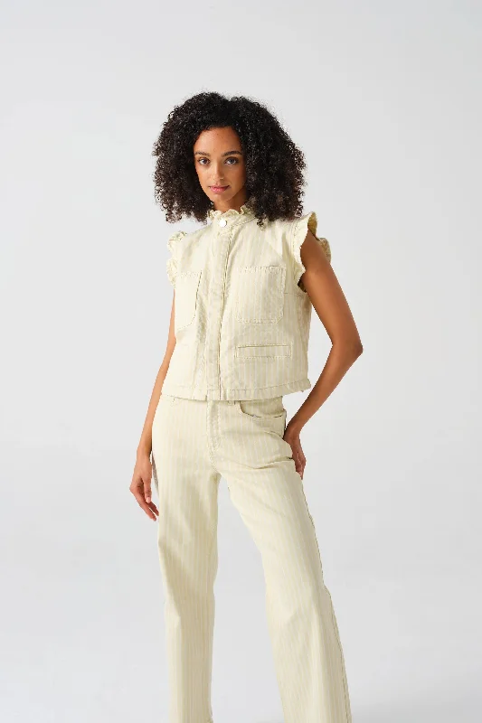 seventy + mochi Pablo Waistcoat Buttermilk Wide Stripe