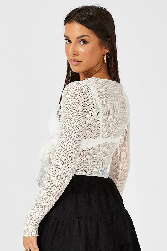 White Bolero Long Sleeve V Neck