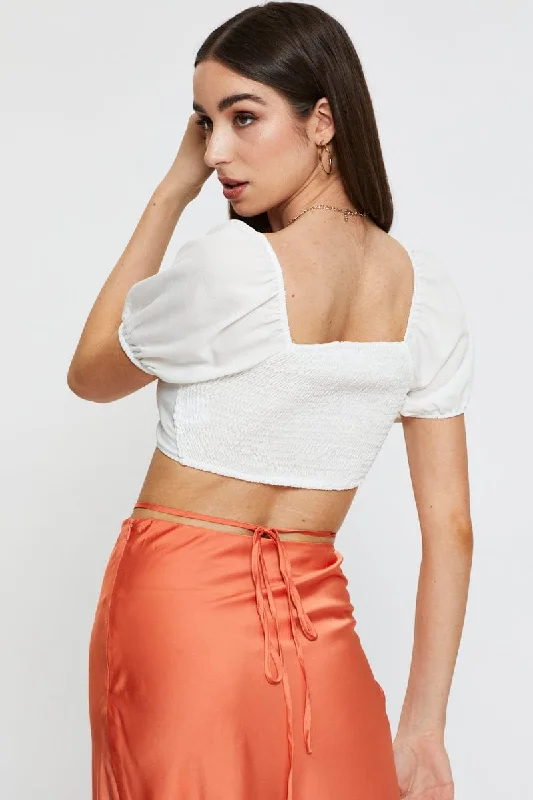 White Crop Bolero Short Sleeve