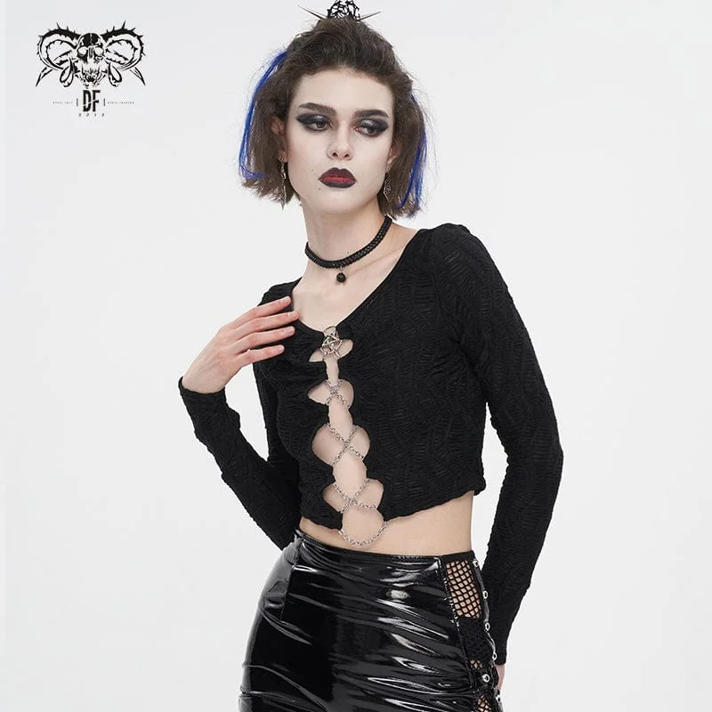 Women's Punk Cutout Ruched Chain Jacket