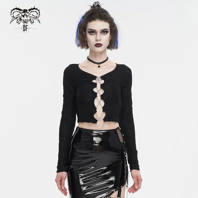 Women's Punk Cutout Ruched Chain Jacket