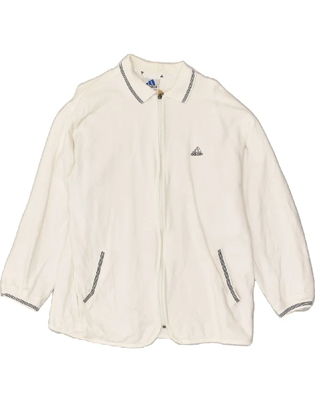 ADIDAS Womens Tracksuit Top Jacket UK 18 XL White Cotton