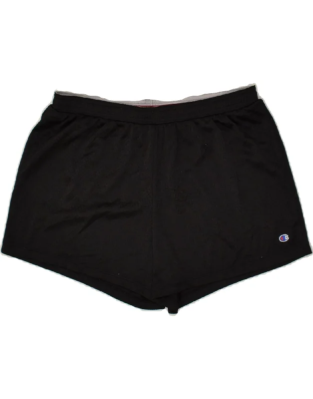 CHAMPION Womens Sport Shorts UK 16 Large Black Polyester