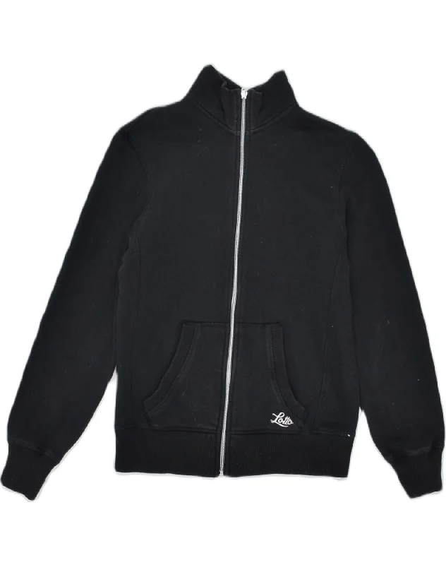 LOTTO Womens Oversized Tracksuit Top Jacket UK 10 Small Black Cotton