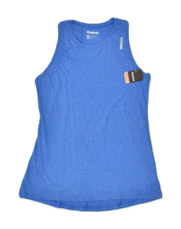 REEBOK Womens Vest Top UK 12 Medium Blue Polyester