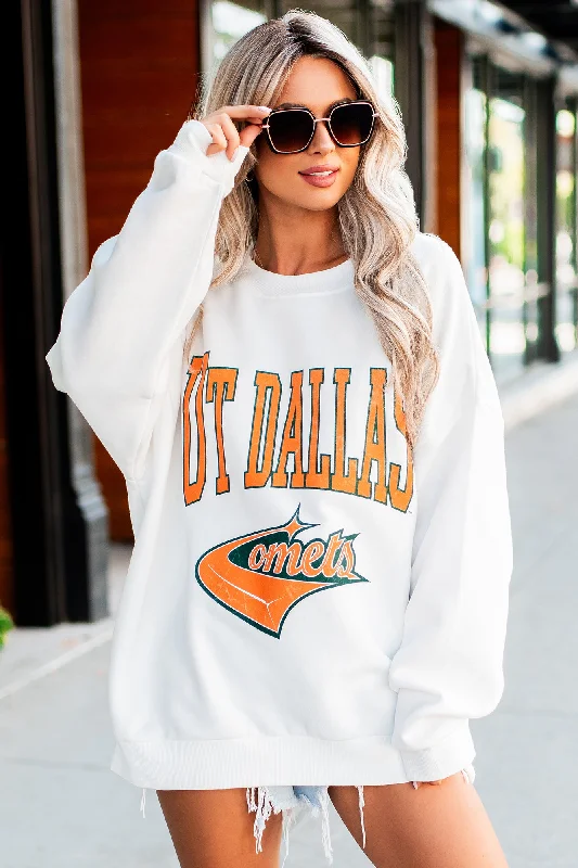 ""UT Dallas Comets"" Graphic Crewneck (White)