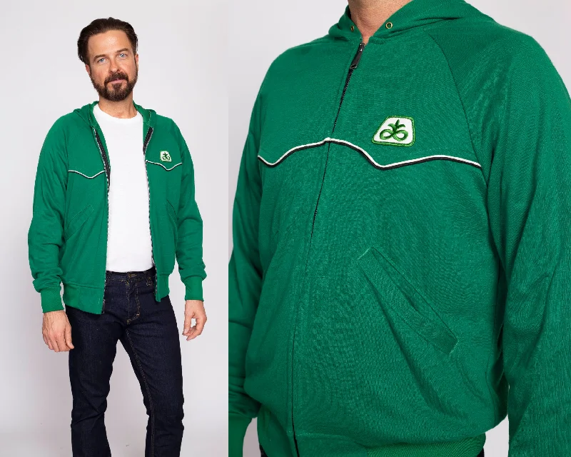 70s 80s Kelly Green Hoodie - Men's Medium