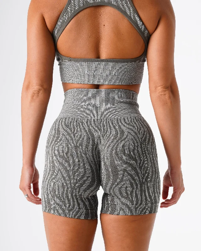 Khaki Green Zebra Seamless Shorts