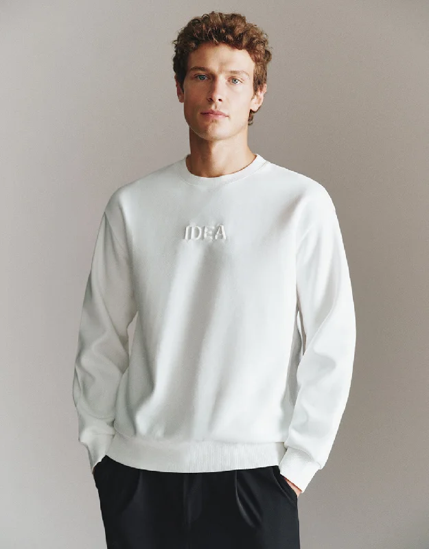 Letter Embossed Crew Neck Sweatshirt