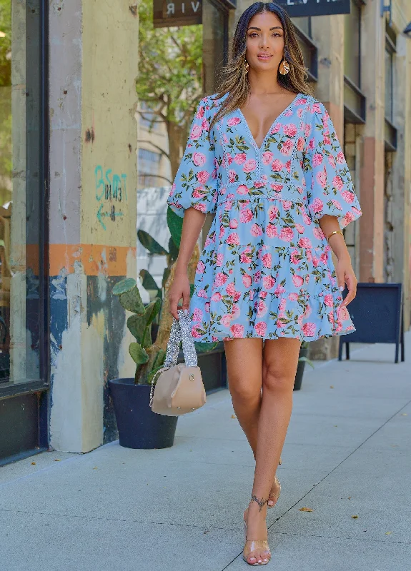 Puff Sleeve Floral Print Sleeve