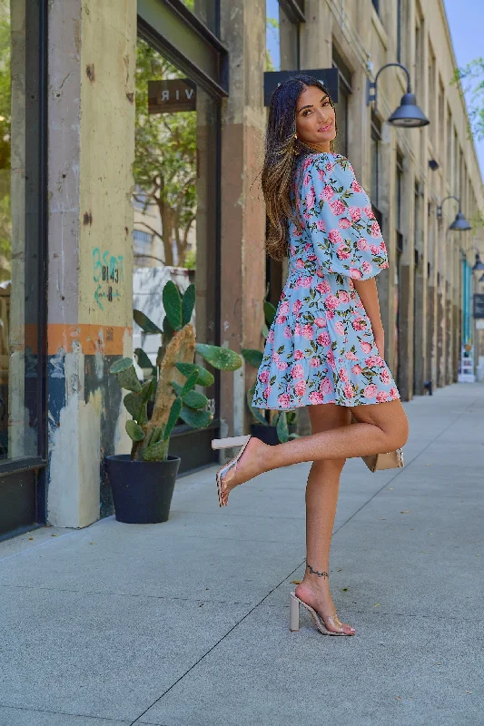 Puff Sleeve Floral Print Sleeve