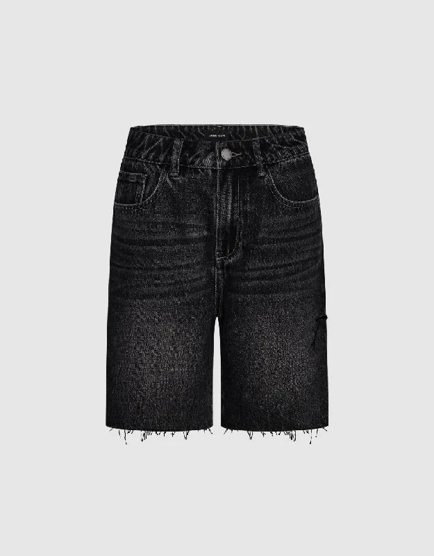 Raw Hem Denim Shorts