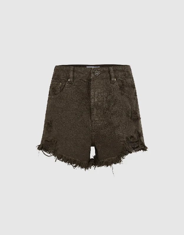 Raw Hem Denim Shorts