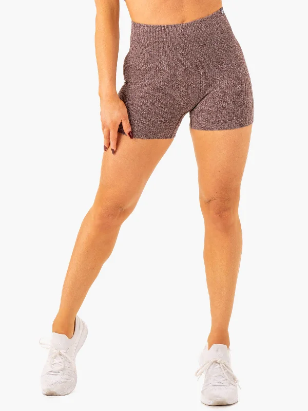 Rib Seamless Shorts - Chocolate Marl