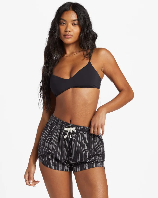 Road Trippin Elastic Waist Shorts - Black Multi 2