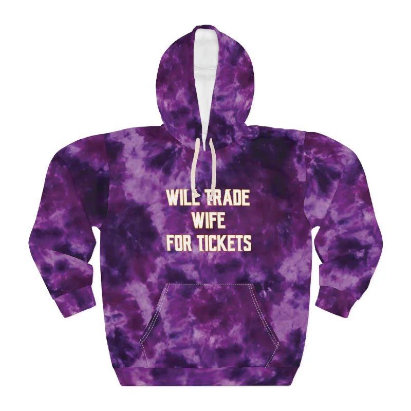 Unisex Pullover Hoodie - Purple Tie-Dye - Wife for Tickets